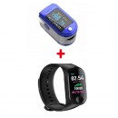 Promo 1+1 Aparat de masurare puls, Oximetru pentru deget cu display, Pulsoximetru, Masurare Saturatie Oxigen, Pentru Deget + Bratara inteligenta M3 - Ingrijire Personala - reducerim.ro