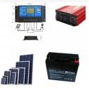 Kit solar cu panou fotovoltaic 100W Invertor 220V Controller 20A, Acumulator 12v-7Ah