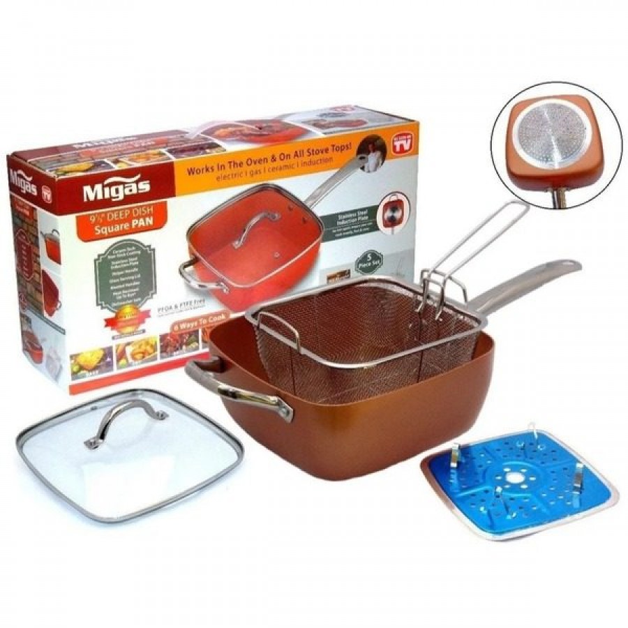 Tigaie multifunctionala patrata din cupru Square Pan - ELECTRONICE - reducerim.ro