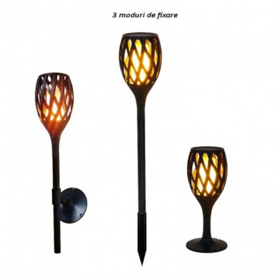Lampa Solară pentru curte sau grădina cu efect real de Flacăra Torță 60 CM - ELECTRONICE - reducerim.ro