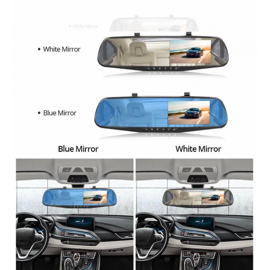 Oglinda retrovizoare cu camera HD 1080P, DVR auto, cu microfon si difuzor incorporate + camera suplimentara marsarier - Auto-Moto - reducerim.ro