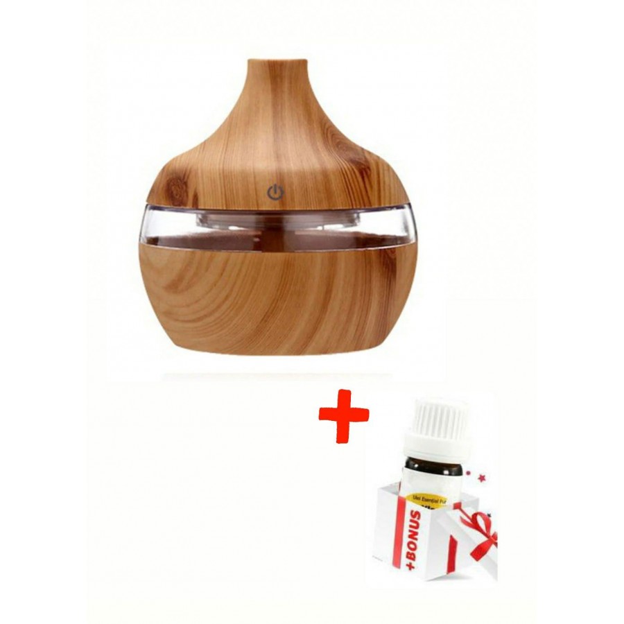 Difuzor aromaterapie cu efect umidificator UPH, alimentare USB, 300 ml, culoare Lemn + Ulei Aromaterapie CADOU - Dispozitive De Aromaterapie - reducerim.ro