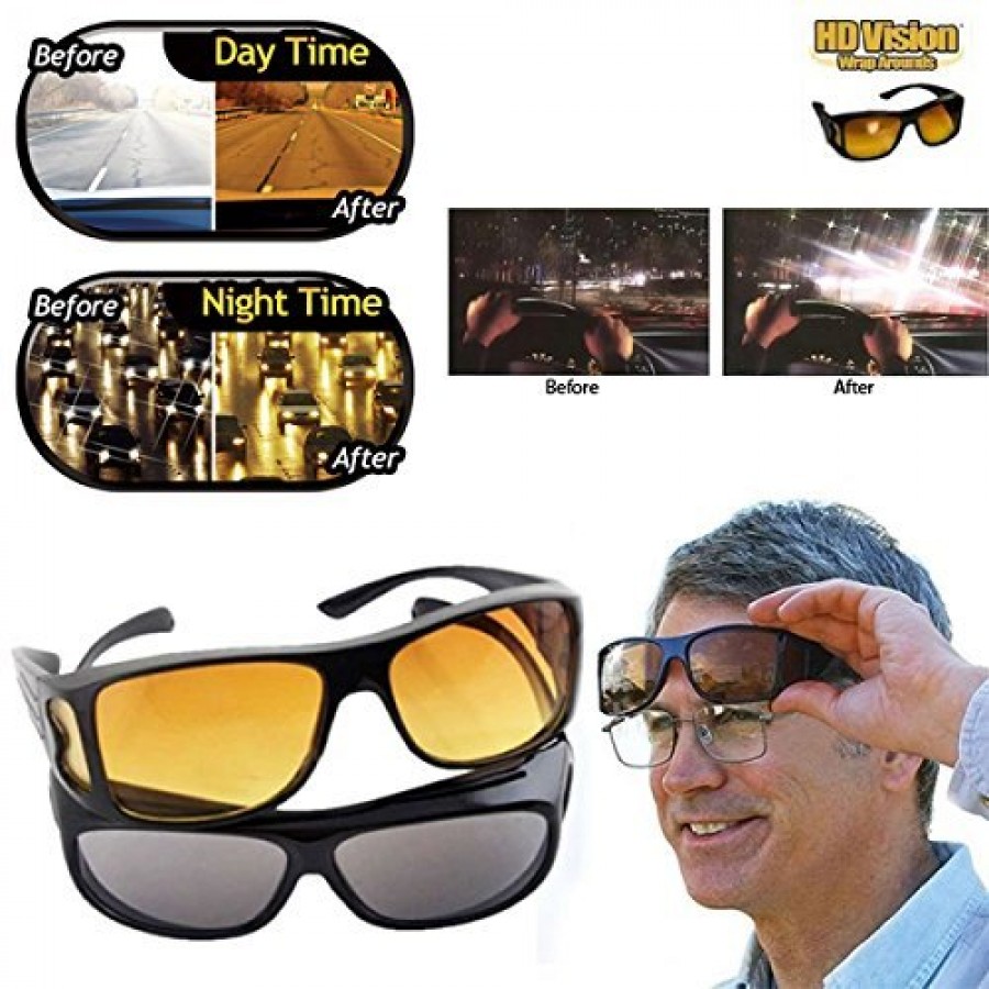 Set 2  perechi de ochelari cu protectie UV-HD VISION de zi si de noapte - Casa si gradina - reducerim.ro