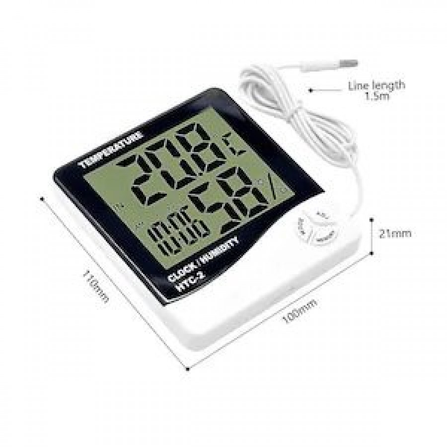 Termometru cu afisaj digital, ceas si senzor de exterior - HTC-2 - Electronice&Climatizare - reducerim.ro