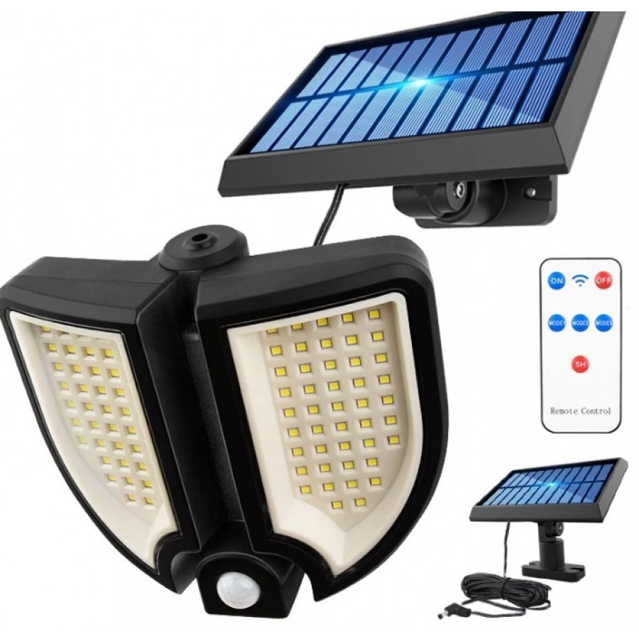 Lampa LED cu Incarcare Solara, Senzor de Miscare 100W 3 Moduri de Iluminare + Telecomanda - Panouri solare -reducerim.ro Lampa LED cu Incarcare Solara, Senzor de Miscare 100W 3 Moduri de Iluminare + Telecomanda - Panouri solare - reducerim.ro