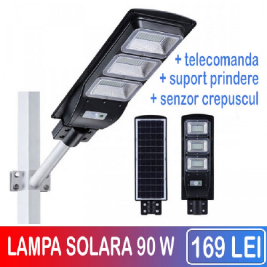 Lampa stradala Jortan pentru exterior, 90 watt , cu incarcare solara - Iluminat - reducerim.ro
