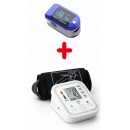 PACHET Tensiometru Electronic Pentru Brat, Display LCD, PLUS Aparat de masurare puls, Oximetru pentru deget cu display, Masurare Saturatie Oxigen, - Ingrijire Personala - reducerim.ro