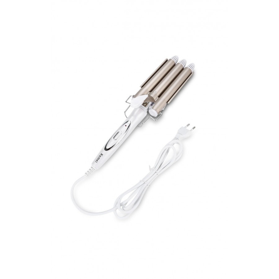 Ondulator profesional cu 3 elementi, Kemei, KM-1010, Temperatura reglabila, 45W, Auriu/Alb - Ingrijire Personala - reducerim.ro