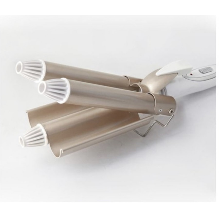 Ondulator profesional cu 3 elementi, Kemei, KM-1010, Temperatura reglabila, 45W, Auriu/Alb - Ingrijire Personala - reducerim.ro