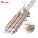 Ondulator profesional cu 3 elementi, Kemei, KM-1010, Temperatura reglabila, 45W, Auriu/Alb - Ingrijire Personala - reducerim.ro