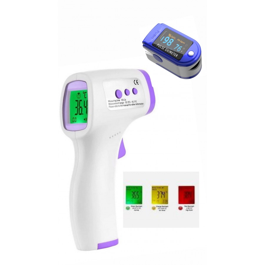 SET Pulsoximetru universal + Termometru Infrarosu Digital - Ingrijire Personala - reducerim.ro