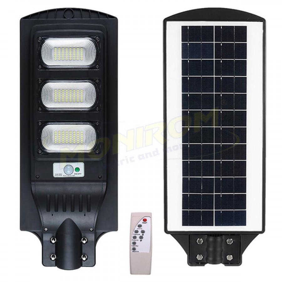 LAMPA STRADALA PROIECTOR LED 90W CU PANOU SOLAR, SI ACUMULATOR picior metal inclus - Iluminat - reducerim.ro