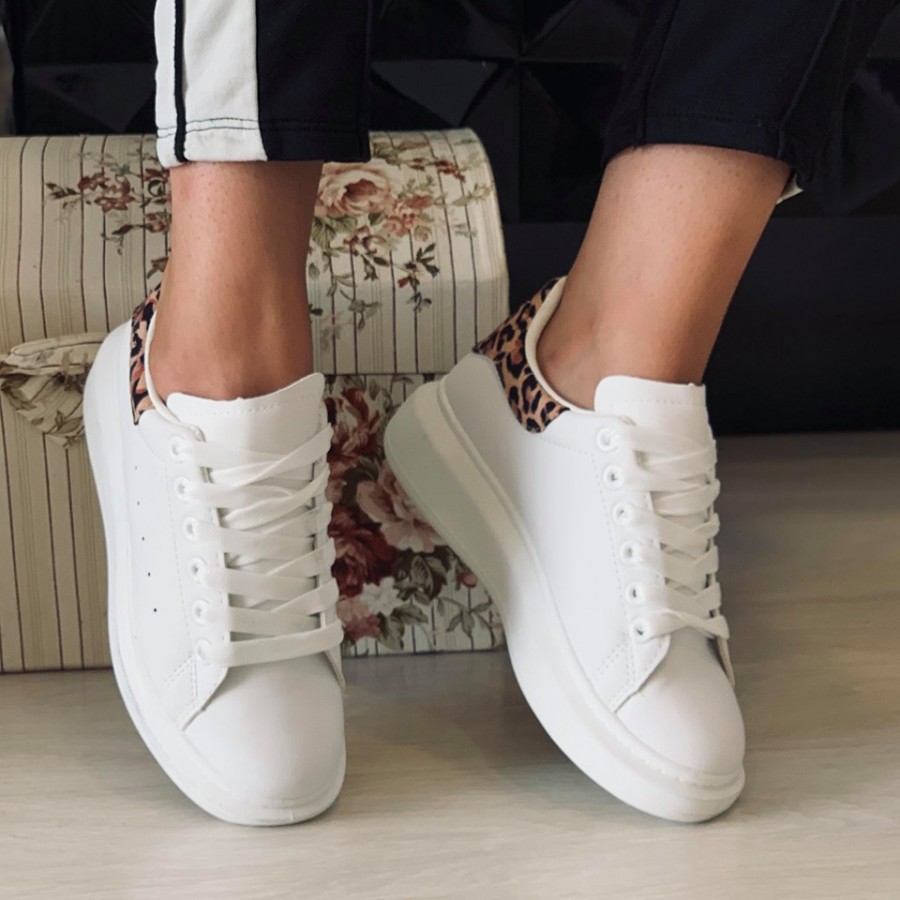 Pantofi casual AD-119 WHITE/LEOPARD  R1/1/2 - Incaltaminte dama - reducerim.ro