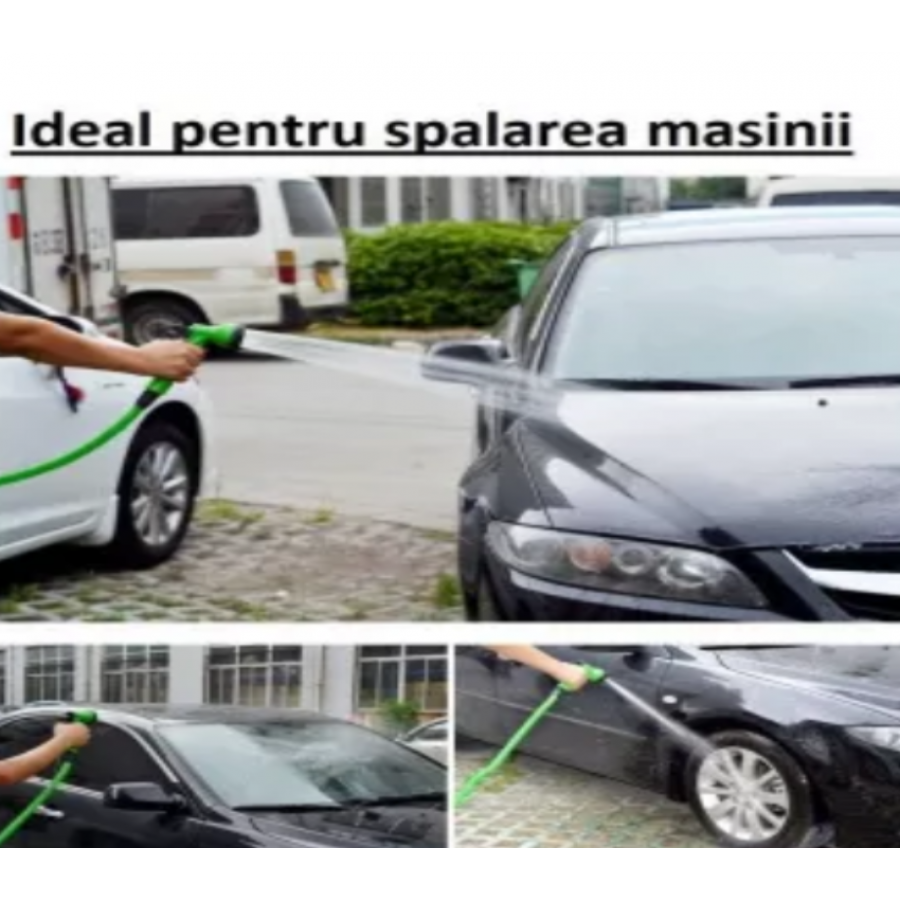 Furtun Extensibil 60m + Pistol  Cu  7 Pozitii de Udare si Accesorii Pentru Udat Gradina
