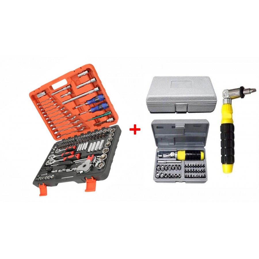 Kit Trusa tubulare CR-V, 121 piese + Set complet surubelnita brat flexibil cu accesorii, trusa 41in1 Kit Trusa tubulare CR-V, 121 piese + Set complet surubelnita brat flexibil cu accesorii, trusa 41in1
