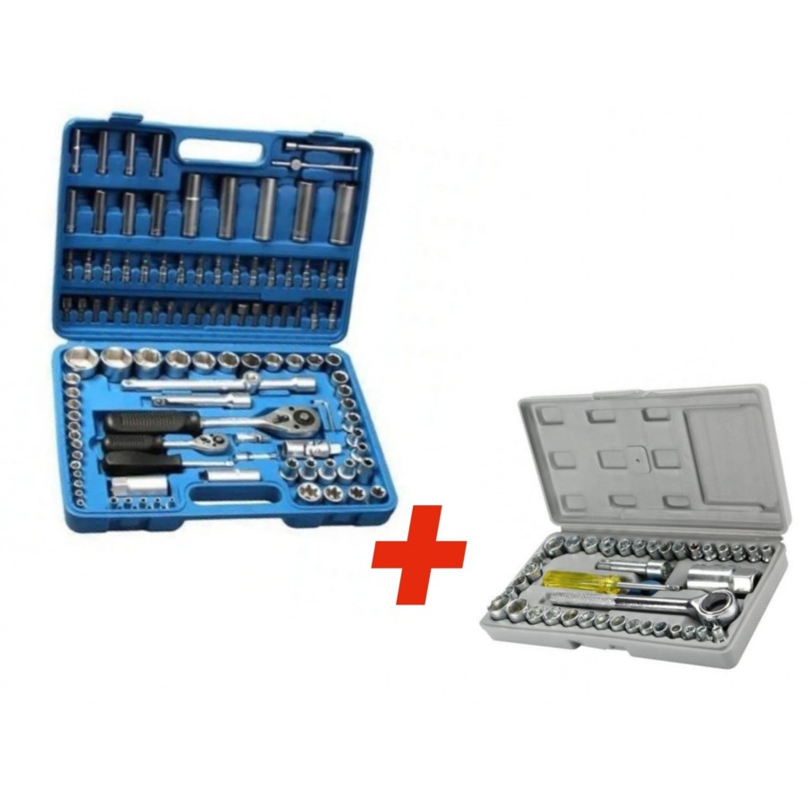 Trusa de 108 chei tubulare cromate + Cadou Chei tubulare, surubelnite cu clichet, trusa 40 de piese Trusa de 108 chei tubulare cromate + Cadou Chei tubulare, surubelnite cu clichet, trusa 40 de piese