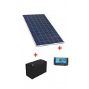 Kit solar cu panou fotovoltaic 100W controller 30A  bec 12V si  acumulator 12V 7.2A Cod 0240VMND