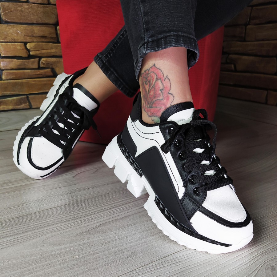 Pantofi sport LM051-i078-ST6-50 White/Black - Incaltaminte Sport - reducerim.ro