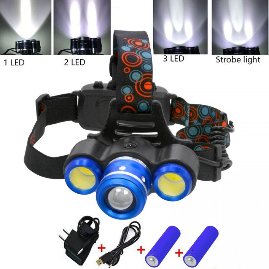 Lanterna frontala cu 3 LED-uri - Iluminat - reducerim.ro