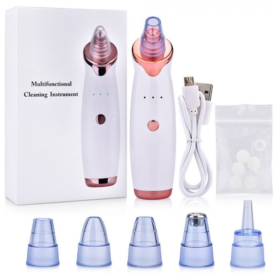 Aspirator facial pentru indepartarea punctelor negre, 3 nivele de rezistenta, 5 capete inlocuibile - Sanatate&Frumusete - reducerim.ro
