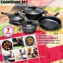 Set Vase Gatit 7 Piese, Non Stick, Capace Sticla Si Manere Bachelita, Cod 055-Mhm - Bucatarie - reducerim.ro